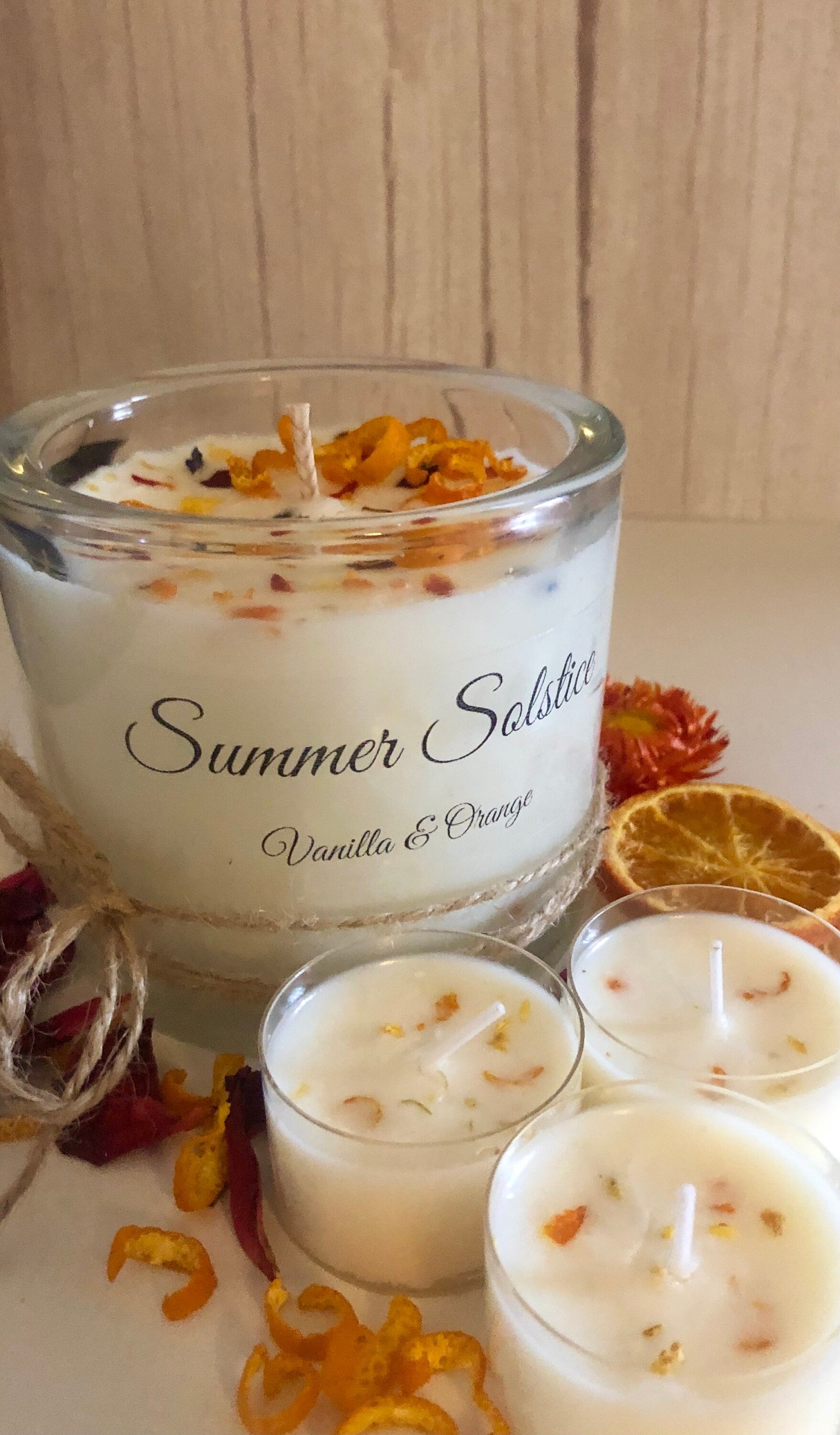 Summer Solstice & 3 Tealights | Vanilla & Orange